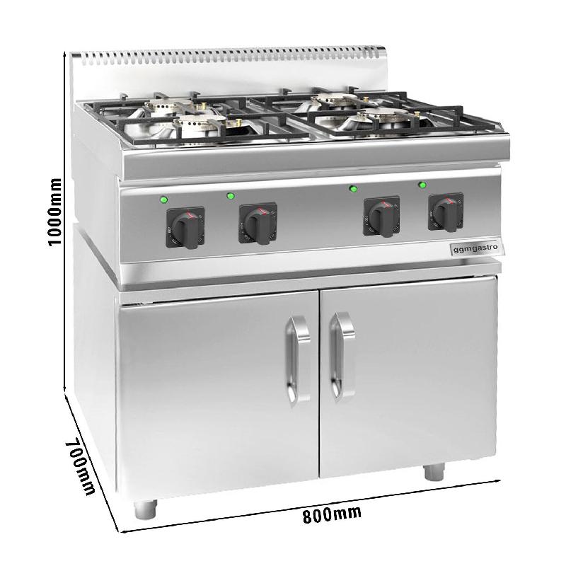 Cuisinière à gaz - 23 kW - 4 brûleurs - incl. Soubassement avec 2 portes  - Mario 700 | GGM -GHK800-E-UBK800-E_2