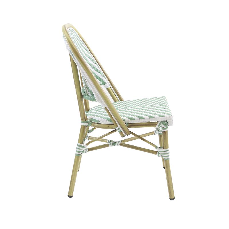 Paris - Chaise de bistrot en rotin synthétique bambou-blanc/vert pastel_2