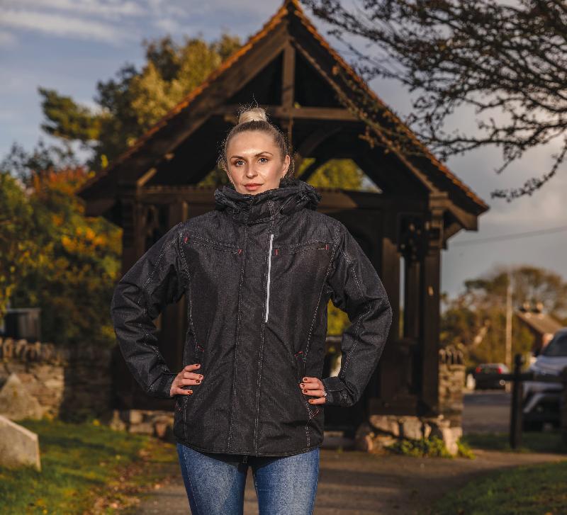 Parka robuste effet denim - Réf: R326X - coupe-vent, imperméable 3000 mm, respirante 2000 g/m²/24h, avec capuche amovible et 6 poches zippées_2