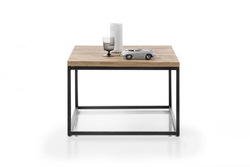 Table basse industrielle rectangulaire 70 cm - Chêne massif et métal noir laqué epoxy_2