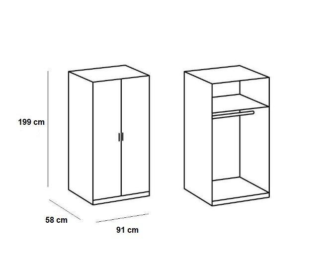 Ensemble de rangement d'angle GABY - Chêne imitation naturel - Portes blanc laqué et miroir - 216 x 260 cm_2