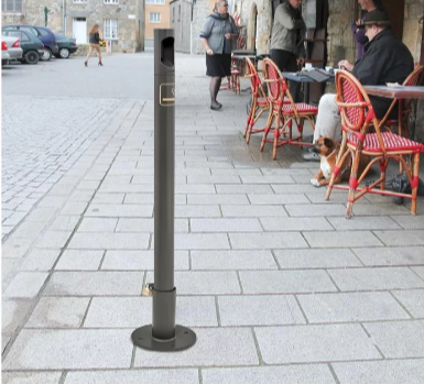 Cendrier sur pied Potelet-Cigarette - Contenance 3000 mégots - Tube acier Ø 76 mm et aluminium moulé_2