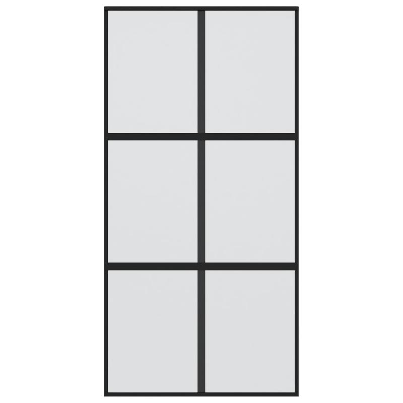 Vidaxl porte coulissante noir 102,5x205 cm verre trempé aluminium 155209_2