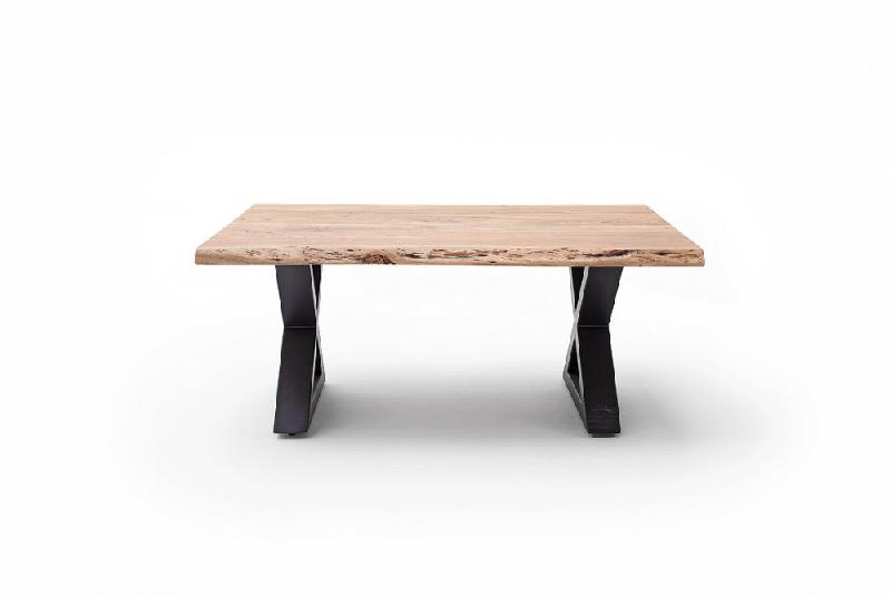 Table basse Clarens - plateau 110 cm en acacia massif naturel, piétement en X laqué anthracite_2