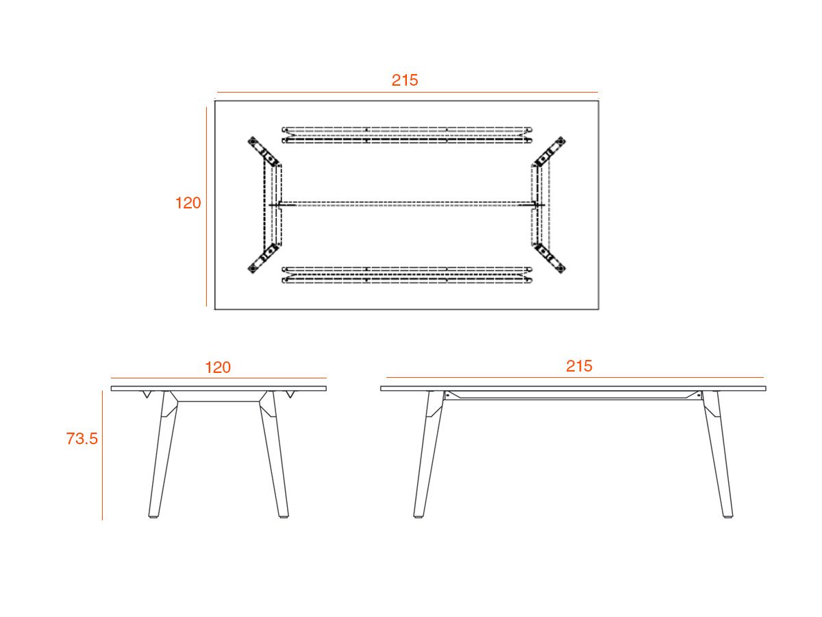 Table polyvalente Arena - 215x120x73.5 cm - Plateau mélaminé bleu - Structure blanche avec pieds en hêtre massif_2