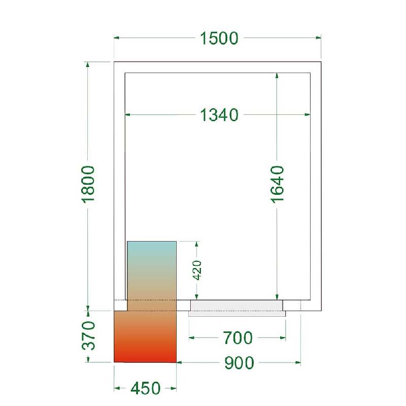 Chambre froide positive 4,48 m3 (1500 x 1800 x 2200 mm) avec monobloc de paroi_2
