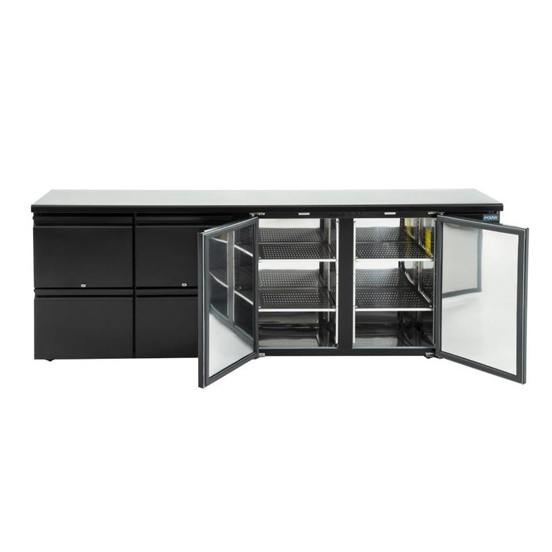 Arrière-bar avec 2 portes et 4 tiroirs série U - 698 litres | Polar - GL456_2