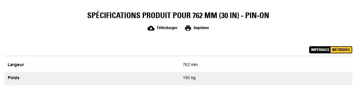 Godet d'excavation extra-robuste - caterpillar finance france - 762 mm (30 in) - pin-on - poids 195 kg_2