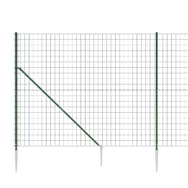 Vidaxl clôture en treillis métallique et piquet d'ancrage vert 2x10m 154118_2