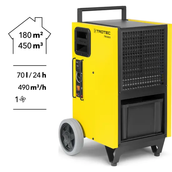 Déshumidificateur professionnel TTK 355 S - Empilable, compteur d'heures intégré et roulettes sans traces_2