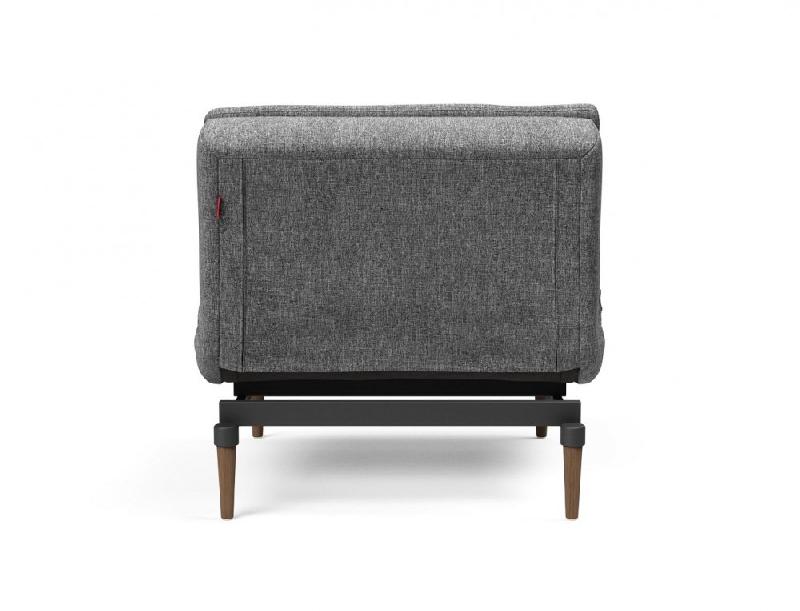 Fauteuil design Dublexo Styletto convertible lit 90x115 cm - Pieds chêne foncé - Tissu Twist Charcoal_2