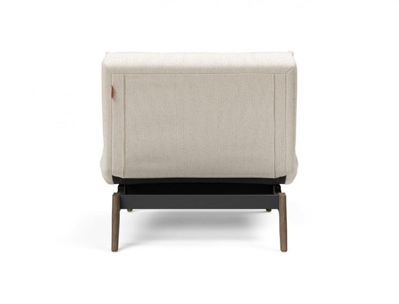 Fauteuil convertible Innovation Living Splitback Eik - Lit 90x115 cm - Pieds chêne noyer - Tissu bouclé Off White_2