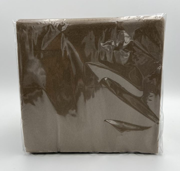 Serviettes de table ouate 2 plis 40x40cm saten chocolat- carton de 2400_2