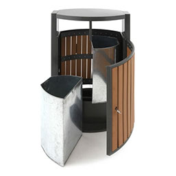 Corbeille publique avec porte verrouillable - OGMA - 2 bacs acier galvanisé - 2 x 39L_2