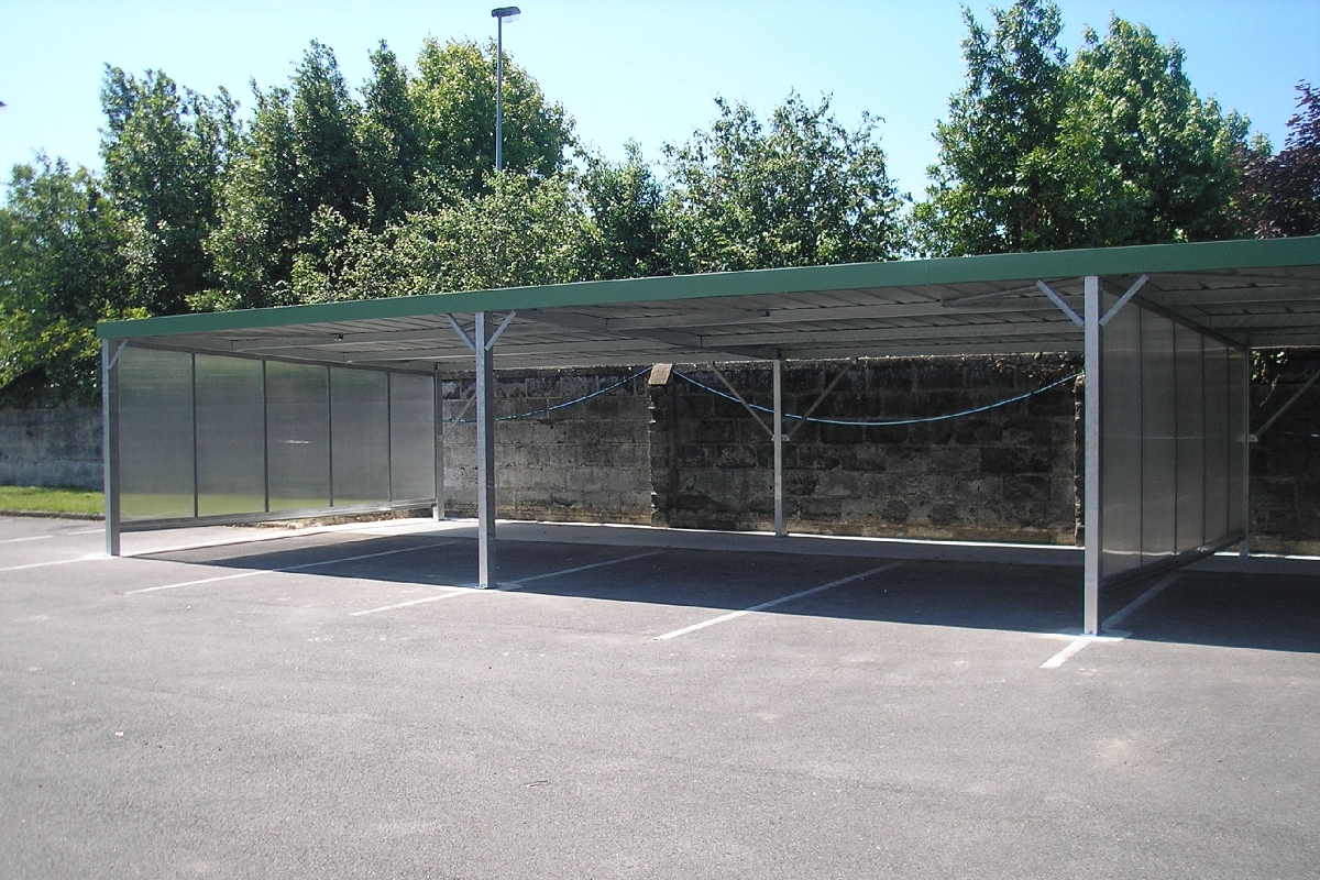 Garages métalliques ouverts Série M - Toit plat pente arrière 5% - Sur mesure - Bardage et options disponibles_2