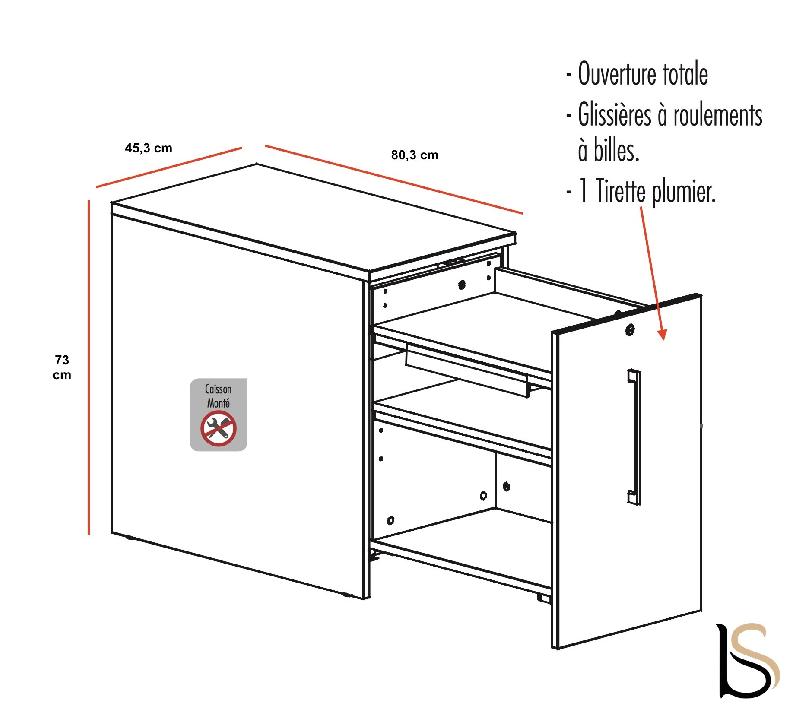 Caisson latéral maxi rangement - Mobel Linea - Hêtre, Gris aluminium, Droit_2