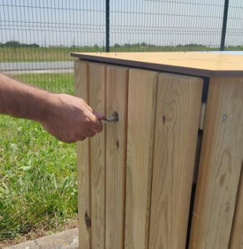 Poubelle tri sélectif - Corbeille Poitevine - 2 x 100L - Pin traité autoclave classe 4 - Dimensions L820 x P520 x H750 mm_2