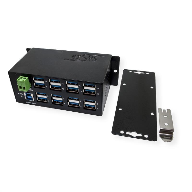 EXSYS EX-1113HMVS Hub à 16 ports USB 3.0/3.1(Gen1), protection de surtension et kit rail DIN_2