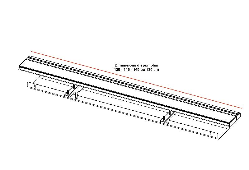 Rail pour bureau individuel avec goulotte - Officity - 120, Argent_2
