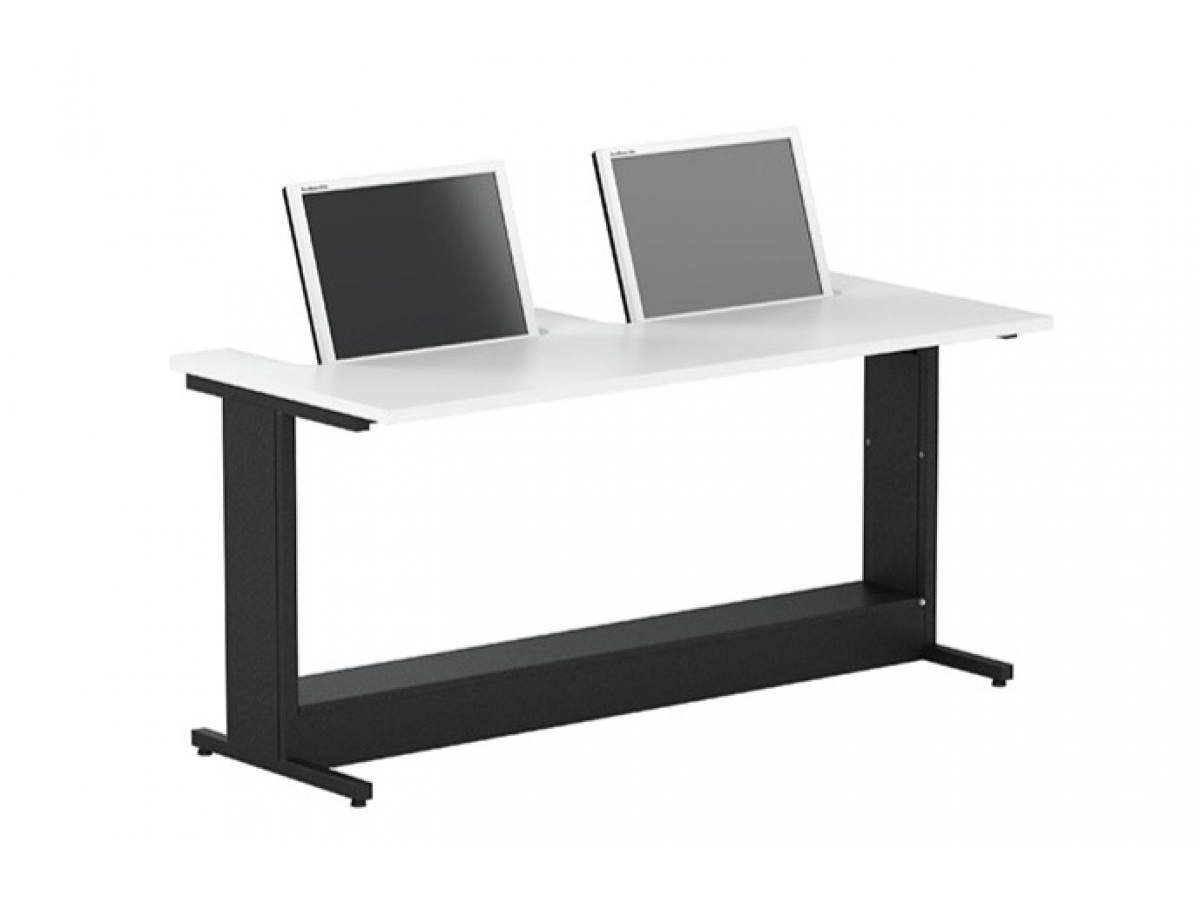 Table informatique ergonomique et sécurisée avec écran semi-encastré - DATA - Fabrication française, piètement réglable et choix de finitions_2