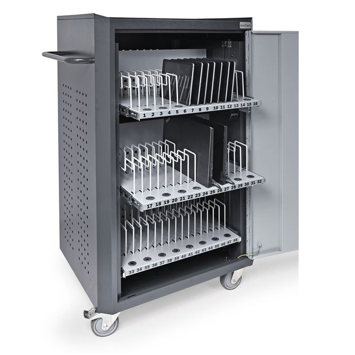 Chariot à tablettes pour 48 tablettes / 36 ordinateurs portables avec fonction de charge - ECOCART 48S - dimensions 830 x 650 x 1290 mm_2