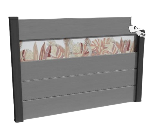 Clôture composite ajourée originale avec bandeau imprimé Aveiro - Résistante aux UV, entretien minimal, sur-mesure_2