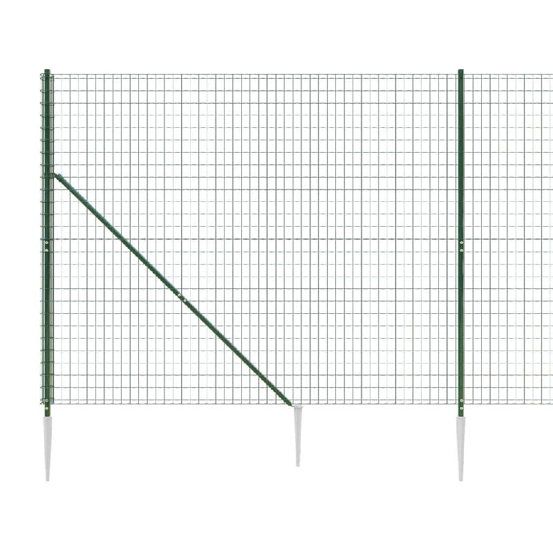 Vidaxl clôture en treillis métallique et piquet d'ancrage vert 2x25 m 154110_2