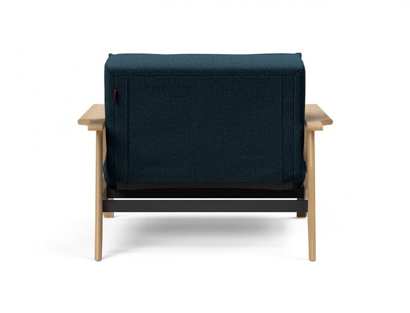 Innovation Living - Fauteuil design Splitback Frej Argus Navy Blue convertible en lit 90x115 cm avec accoudoirs en chêne clair_2