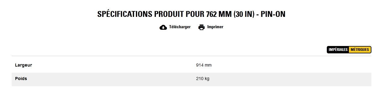 Godet d'excavation extra-robuste - caterpillar finance france - 762 mm (30 in) - pin-on - poids 210 kg_2