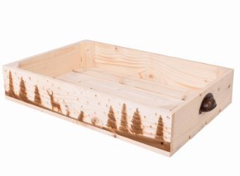 Noël S1 - Plateau en bois avec poignées coquilles - Simply à Box - L36 x H10 x P54 cm_0