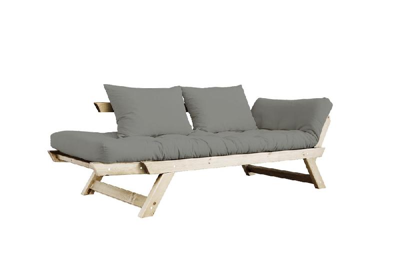 Banquette méridienne futon BEBOP - Pin naturel - Coloris gray - Couchage 75x200 cm - Convertible et design moderne_2