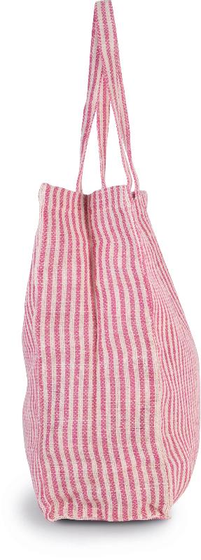Sac shopping à rayures en juco - Kimood - Réf: KI0236 - Poche intérieure zippée - Poignées 55 cm_2