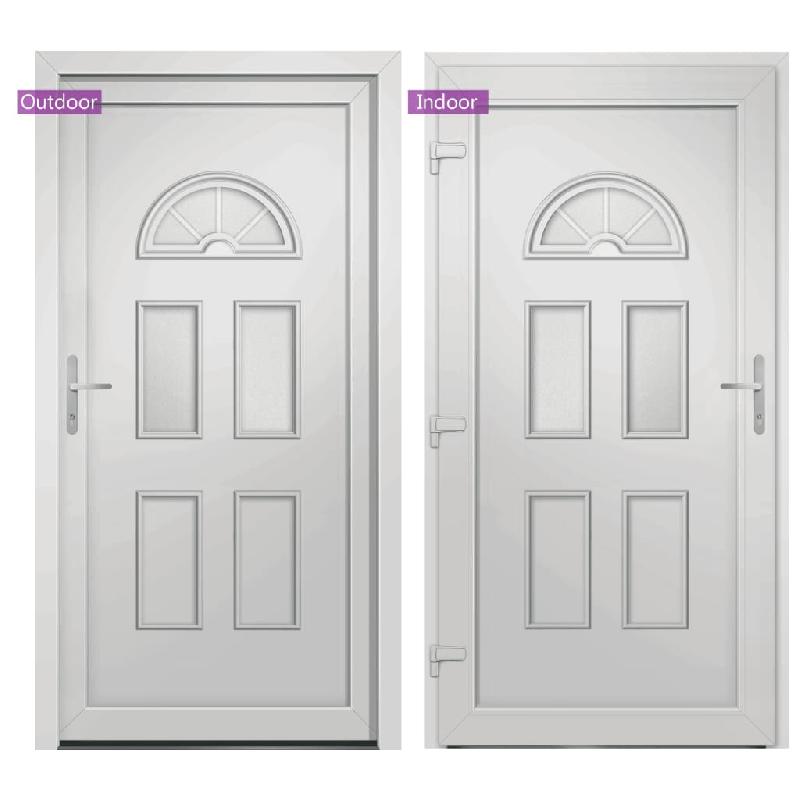 Vidaxl porte d'entrée blanc 88x200 cm pvc 3187911_2