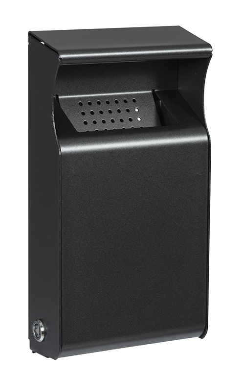 Cendrier mural d'extérieur en acier poudré anti-UV avec serrure à clé triangulaire - 1L - 600 mégots - Kopa_2