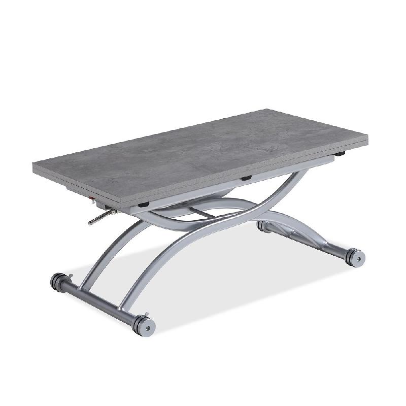 Table basse relevable extensible Hirondelle - finition béton - compacte 100 x 57/114 cm_2