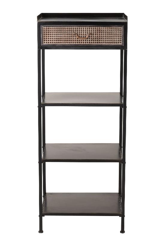Étagère AKIBE - 1 tiroir, 3 tablettes en métal noir - Design classique et pratique_2
