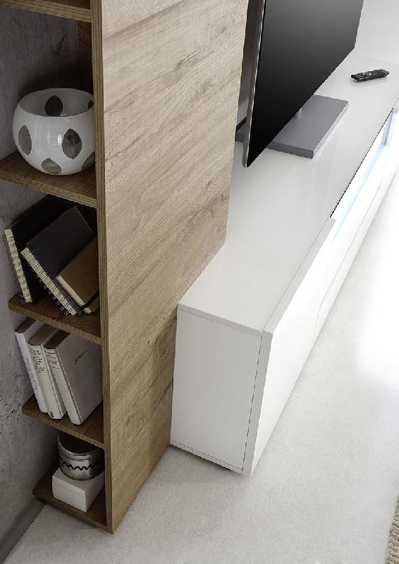 Étagère design Verona - MDF décor chêne avec 4 tablettes à gauche et 3 à droite_2