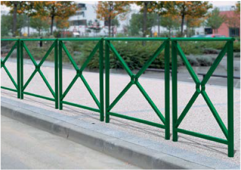 Barrière urbaine LISBONNE - cadre acier 35 x 35 mm et croix de saint André 30 x 30 mm - Ref 91462_2