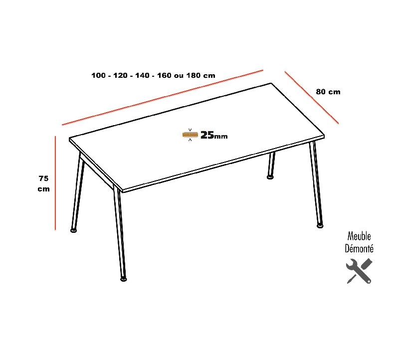 Bureau individuel X3 avec pieds bois - Officity - 160, Blanc, Blanc_2