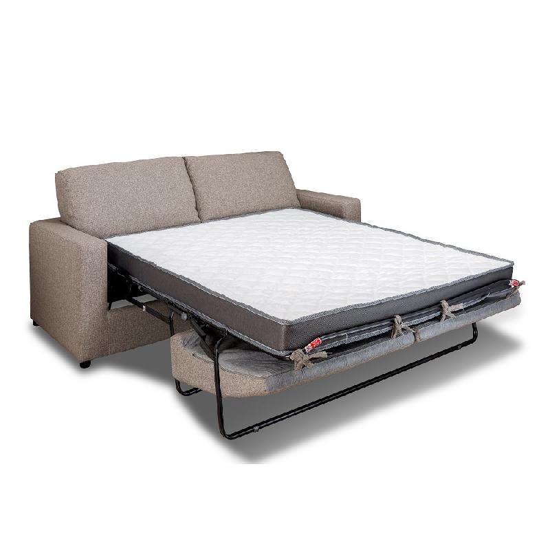 Canapé convertible Primo - ouverture express 140cm - dossier moelleux - matelas 14cm - tweed beige - fabrication italienne_2
