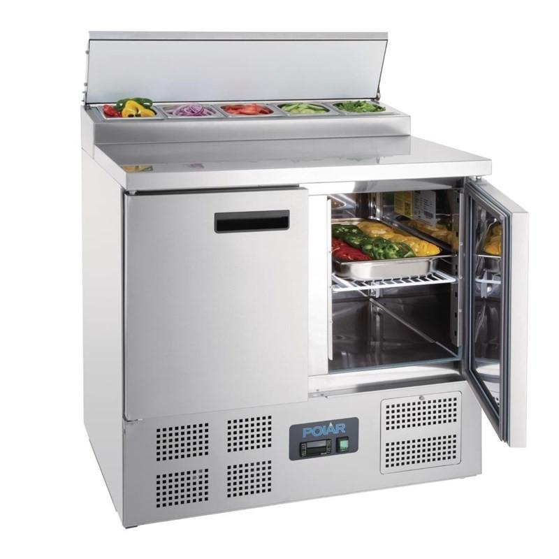 Comptoir de préparation réfrigéré pizzas salades 254L Polar Série G 5 GN 1/6 G604 Polar_2