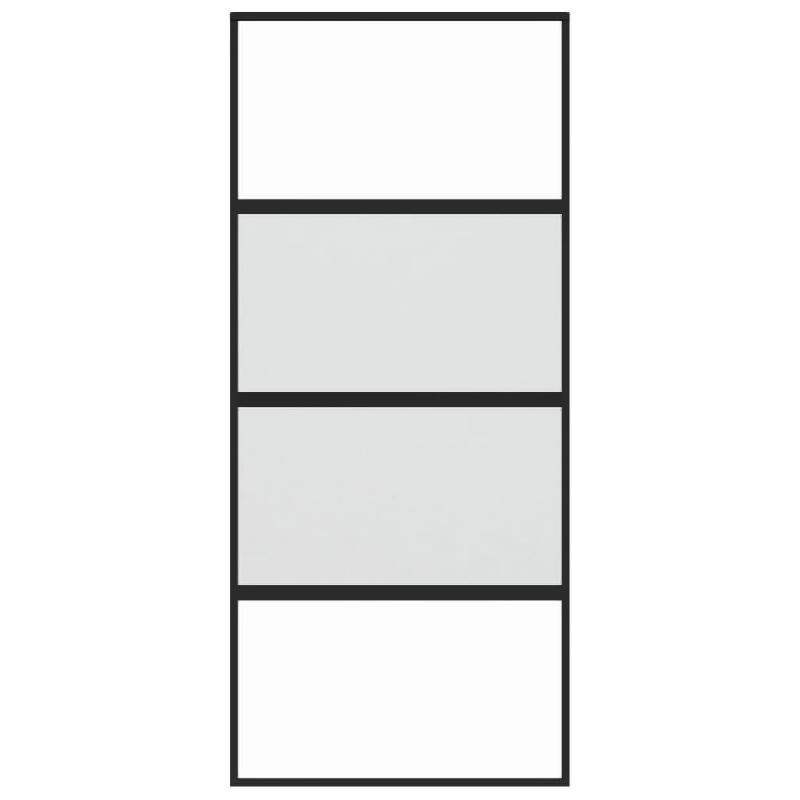 Vidaxl porte coulissante noir 90x205 cm verre trempé aluminium 155220_2