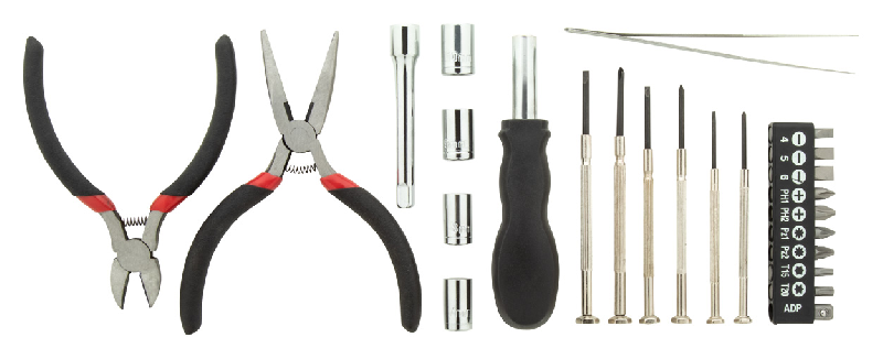 Set à outils en métal - 25 pièces avec boîtier en aluminium zippé - Couleur noire - Poids 550 g_2