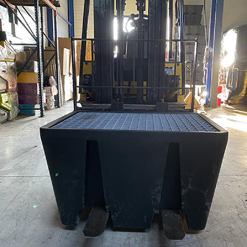 Bac de rétention pour cuve IBC ECO - 1100L en PEHD avec caillebotis acier galvanisé_2