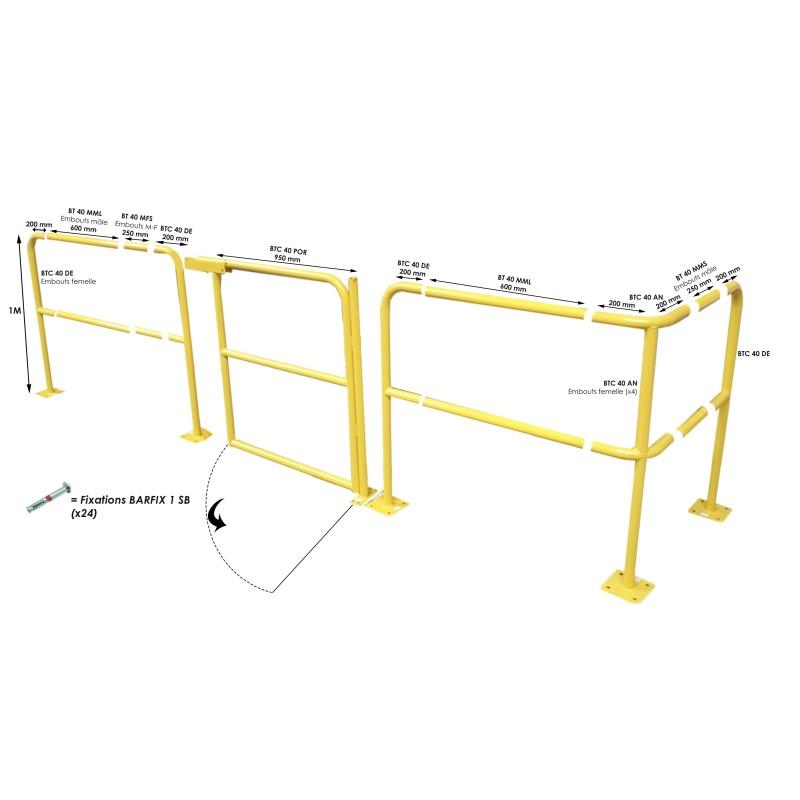 Barrière modulaire en acier - extension longueur 200mm - mâle/femelle - Barrière modulaire 1.05 M - extension MÂLE/FEMELLE_2