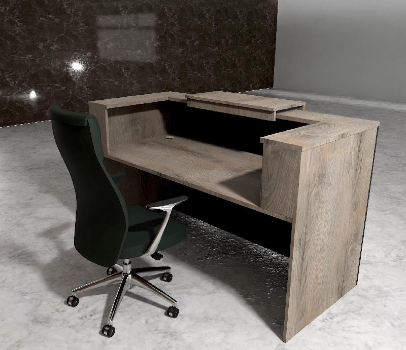 Borne d'accueil bicolore Delta First avec réhausse - Mobel Linea. - 184, Non, Noir / chêne grisé_2
