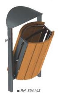 Corbeille publique avec option cendrier - 50 litres - Compatible bancs Silaos - Acier, bois PEFC ou plastique recyclé_2