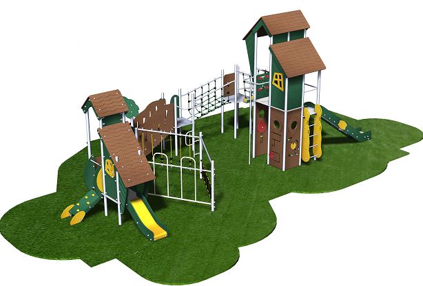 Structure de jeux 4 tours - Gamme Terra - TE41805I - 6 tours, toboggans et ponts de corde_2