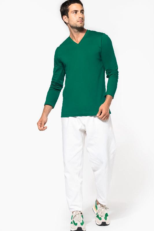 T-shirt col V manches longues - Réf: K358 - Kariban - 100% coton - Coupe ajustée_2