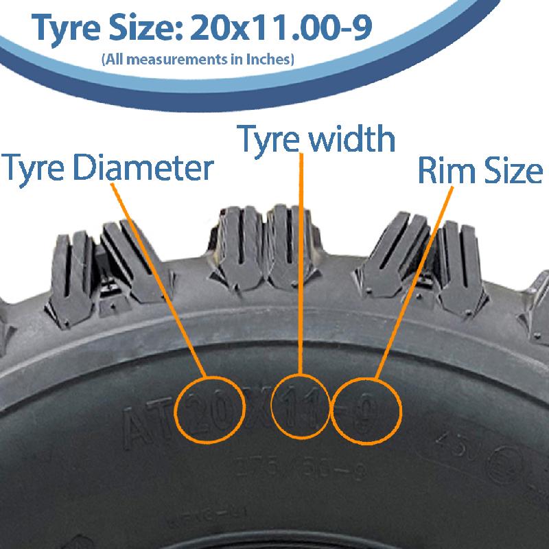 20x11.00-9 ATV Quad Tyres OBOR Kraken WP18 Tubeless Road Legal 155kgs (Set of 2)_2